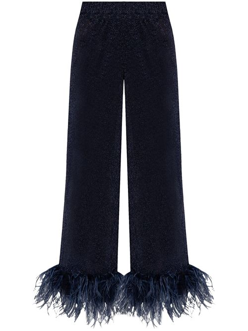 Feather-trim detailing pants OSEREE | LPF213NIGHT BLUE